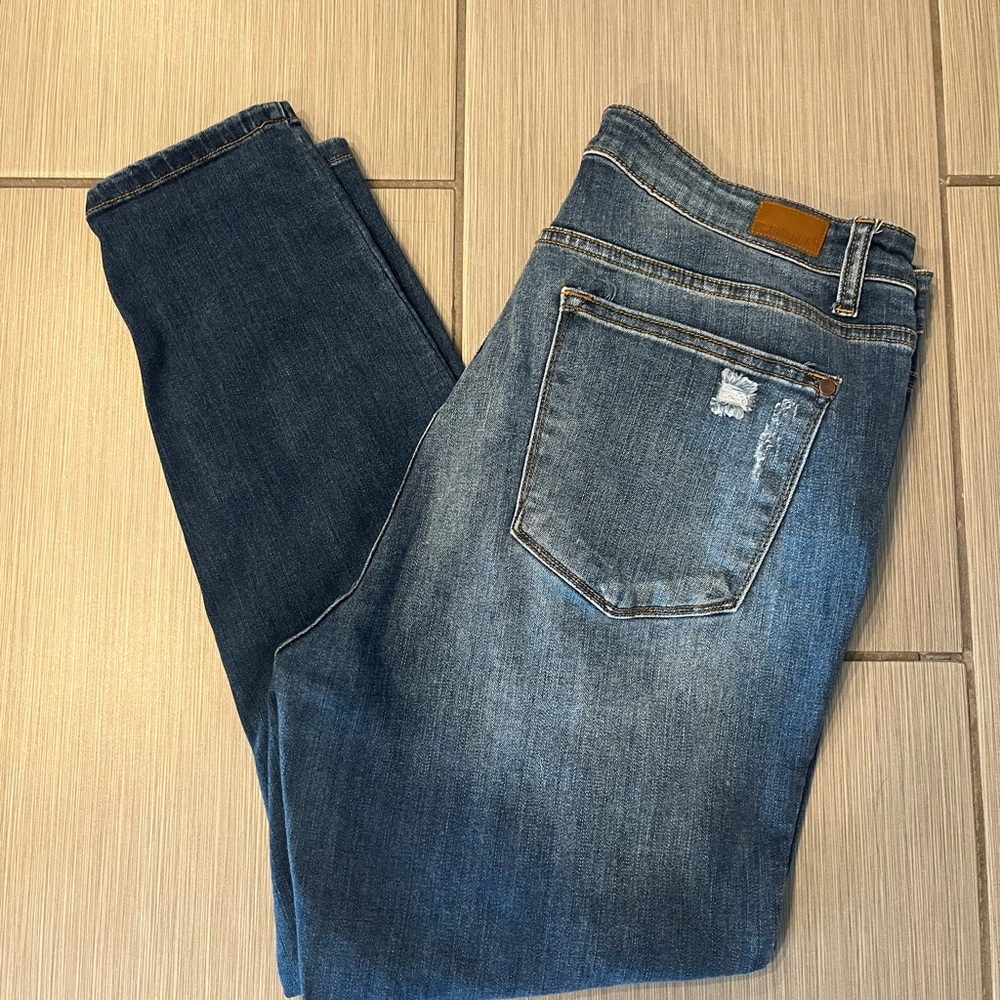 Judy Blue Buffalo Plaid ripped jeans